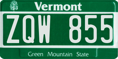 VT license plate ZQW855