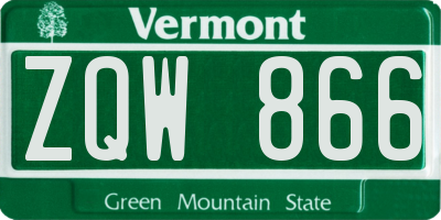 VT license plate ZQW866