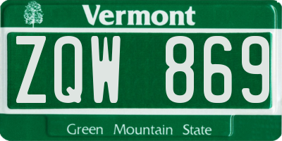 VT license plate ZQW869