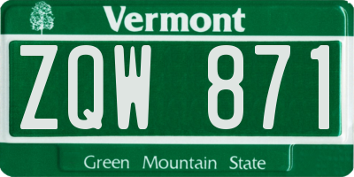 VT license plate ZQW871
