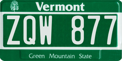 VT license plate ZQW877