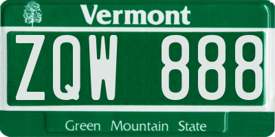 VT license plate ZQW888