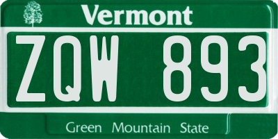 VT license plate ZQW893