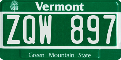 VT license plate ZQW897