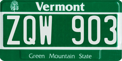 VT license plate ZQW903