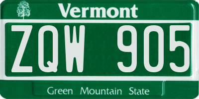 VT license plate ZQW905