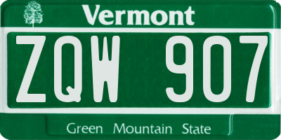 VT license plate ZQW907