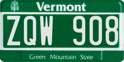 VT license plate ZQW908