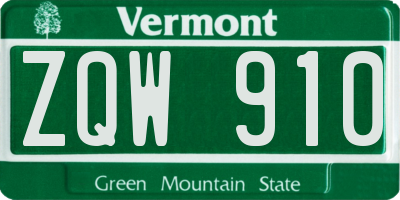 VT license plate ZQW910