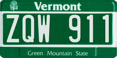 VT license plate ZQW911