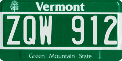 VT license plate ZQW912