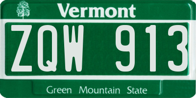 VT license plate ZQW913
