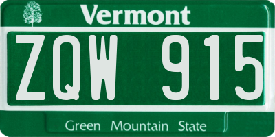 VT license plate ZQW915