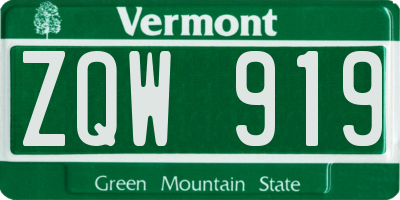 VT license plate ZQW919