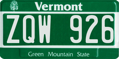 VT license plate ZQW926
