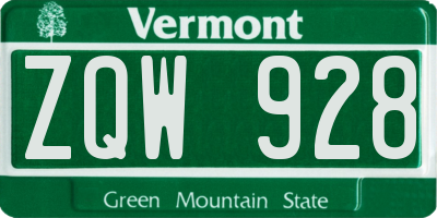 VT license plate ZQW928