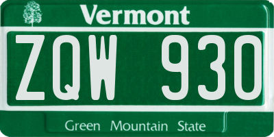 VT license plate ZQW930
