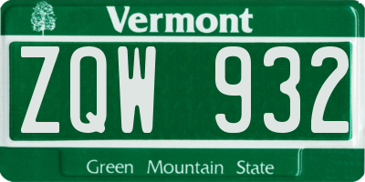 VT license plate ZQW932
