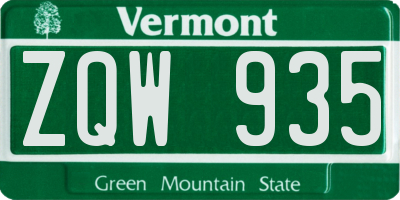 VT license plate ZQW935