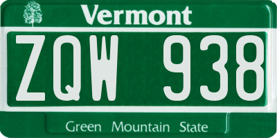 VT license plate ZQW938