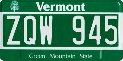 VT license plate ZQW945