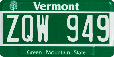VT license plate ZQW949