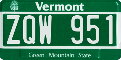 VT license plate ZQW951