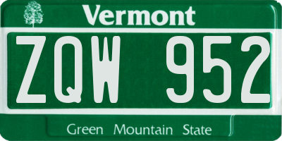VT license plate ZQW952