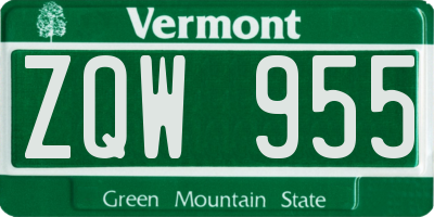 VT license plate ZQW955