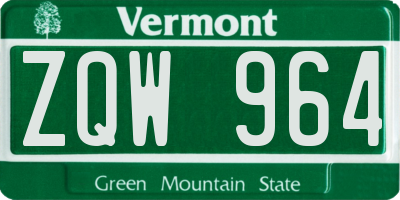 VT license plate ZQW964