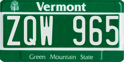 VT license plate ZQW965