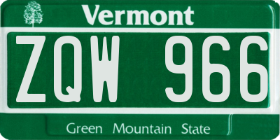 VT license plate ZQW966