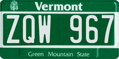 VT license plate ZQW967