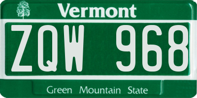 VT license plate ZQW968