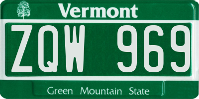 VT license plate ZQW969