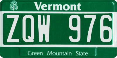 VT license plate ZQW976