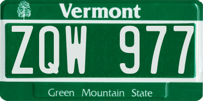 VT license plate ZQW977