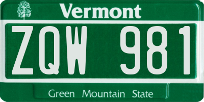 VT license plate ZQW981