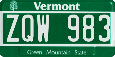 VT license plate ZQW983