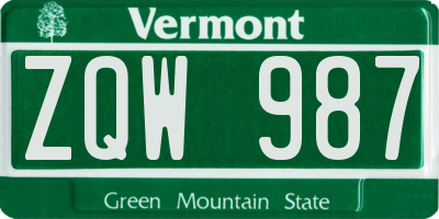 VT license plate ZQW987