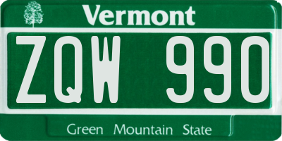 VT license plate ZQW990