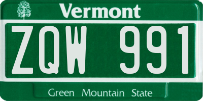 VT license plate ZQW991