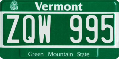 VT license plate ZQW995