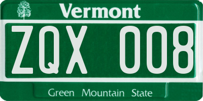 VT license plate ZQX008