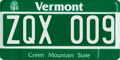 VT license plate ZQX009