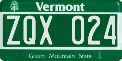 VT license plate ZQX024