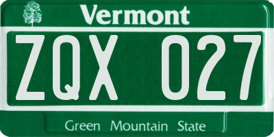 VT license plate ZQX027