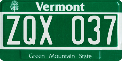VT license plate ZQX037