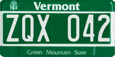 VT license plate ZQX042