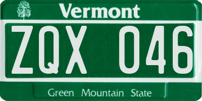 VT license plate ZQX046